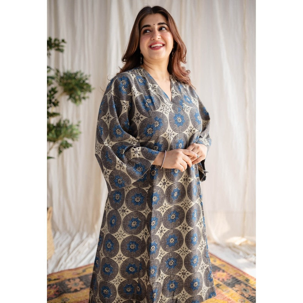 The Indian Ethnic Co. Beige Ajrakh Cotton Kurta