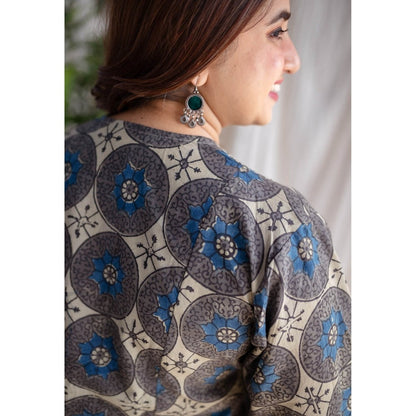 The Indian Ethnic Co. Beige Ajrakh Cotton Kurta