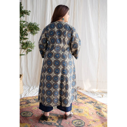 The Indian Ethnic Co. Beige Ajrakh Cotton Kurta