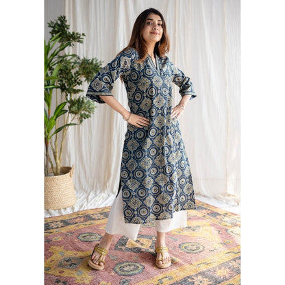 The Indian Ethnic Co. Indigo Ajrakh Cotton Kurta