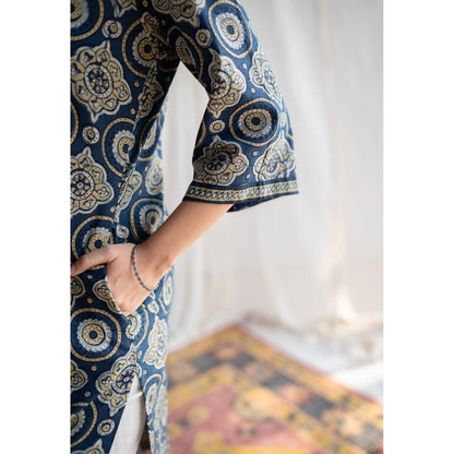 The Indian Ethnic Co. Indigo Ajrakh Cotton Kurta