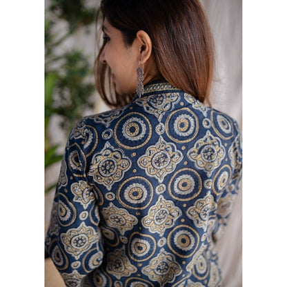 The Indian Ethnic Co. Indigo Ajrakh Cotton Kurta