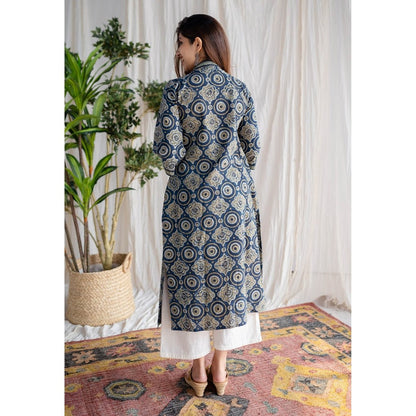 The Indian Ethnic Co. Indigo Ajrakh Cotton Kurta