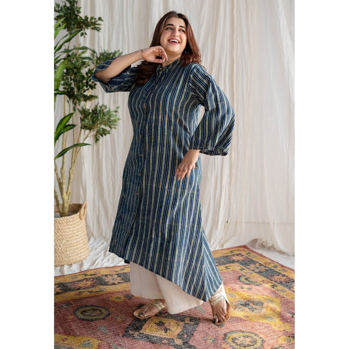 The Indian Ethnic Co. Blue Ajrakh Cotton Kurta