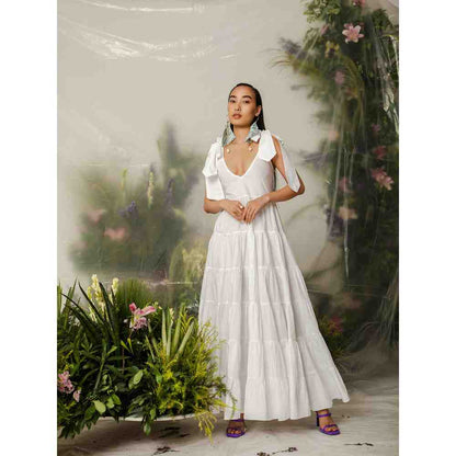 THE IASO White Akari Long Tier Dress