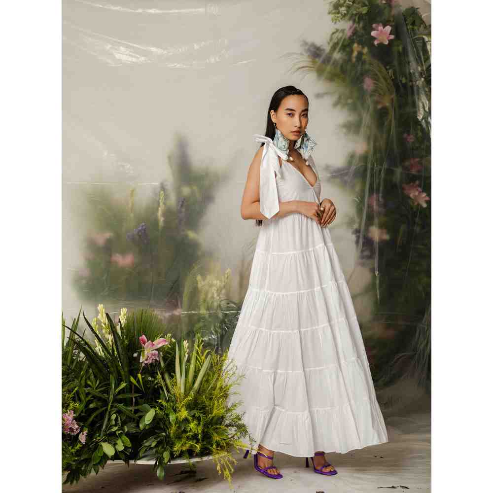THE IASO White Akari Long Tier Dress