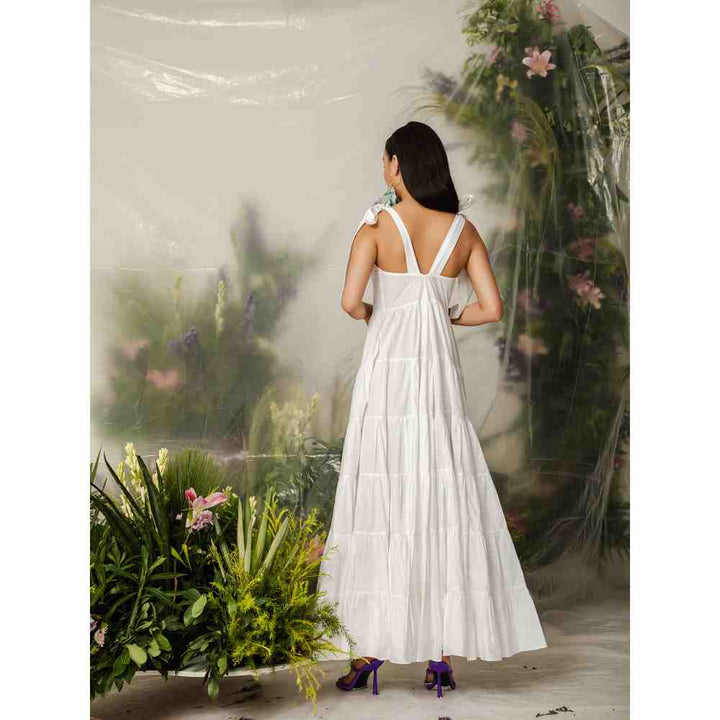 THE IASO White Akari Long Tier Dress