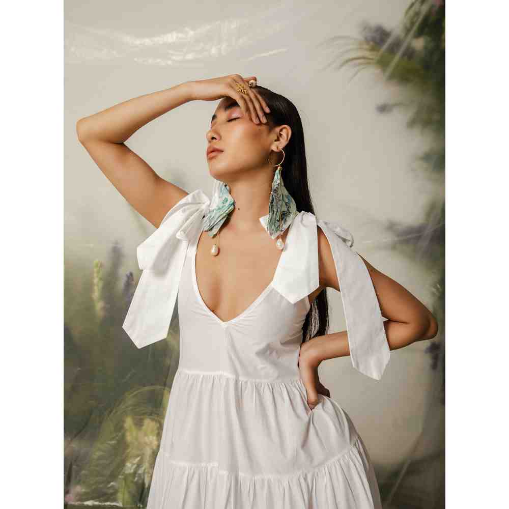 THE IASO White Akari Long Tier Dress