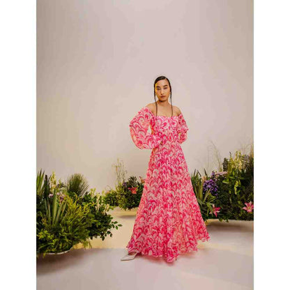 THE IASO Pink Kimi Off Shoulder Beach Dress