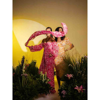 THE IASO Pink Kimi Off Shoulder Beach Dress