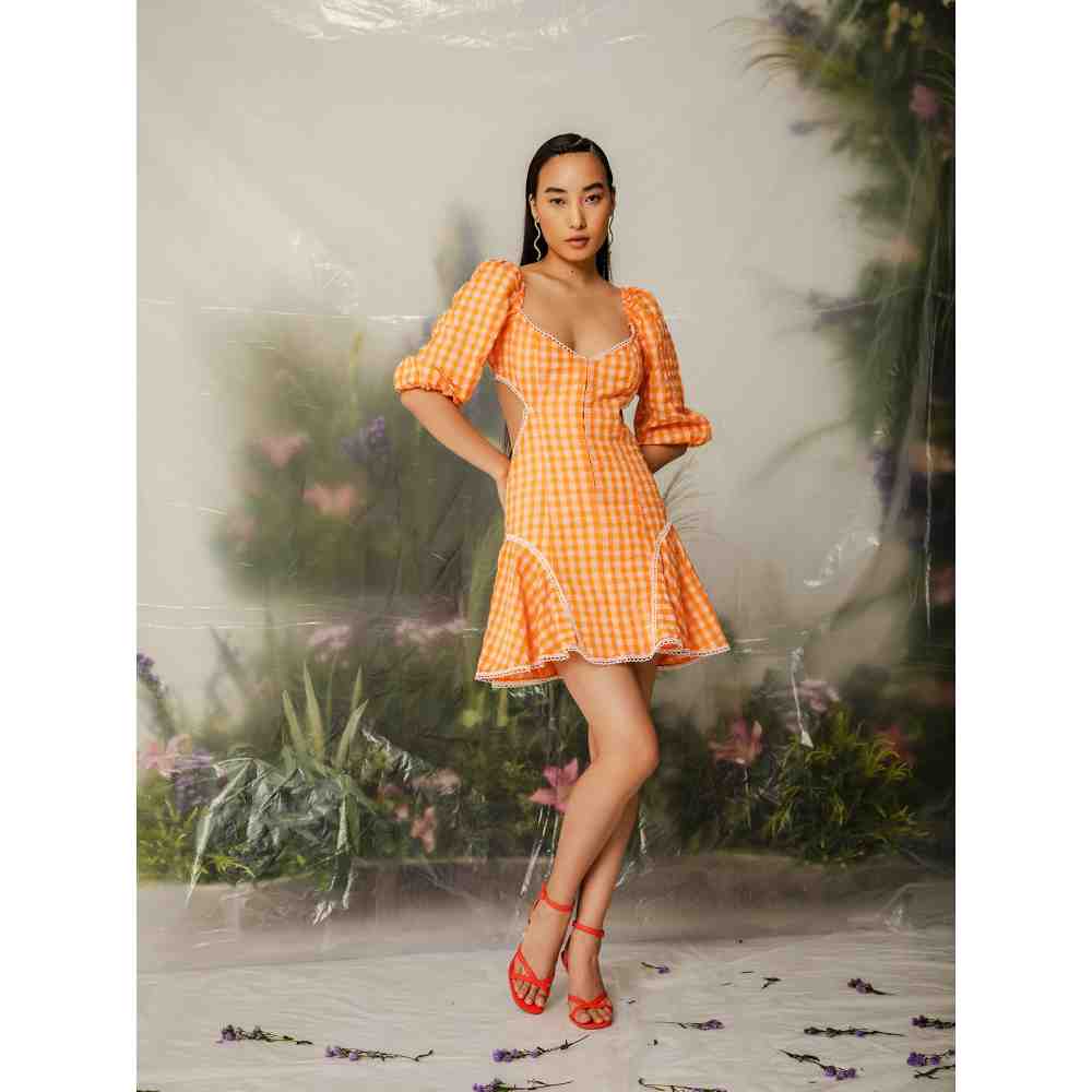 THE IASO Orange Kaz Short Dress