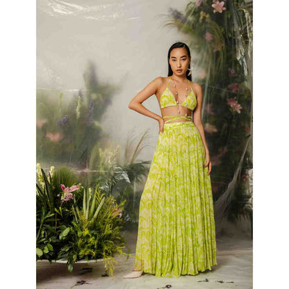 THE IASO Green Kioko Bralette & Midi Skirt (Set of 2)