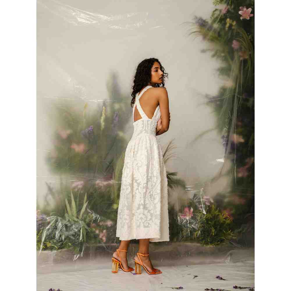 THE IASO Off White Mai Midi Dress
