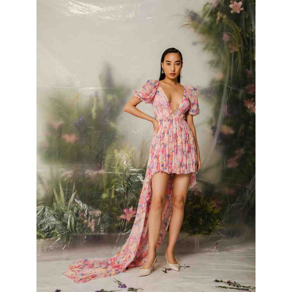 THE IASO Pink Manami High Low Trail Dress