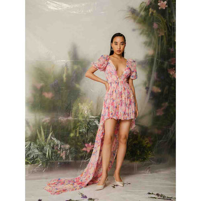 THE IASO Pink Manami High Low Trail Dress