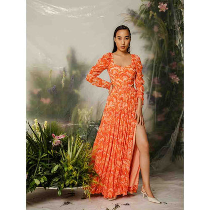 THE IASO Orange Kavan Long Dress