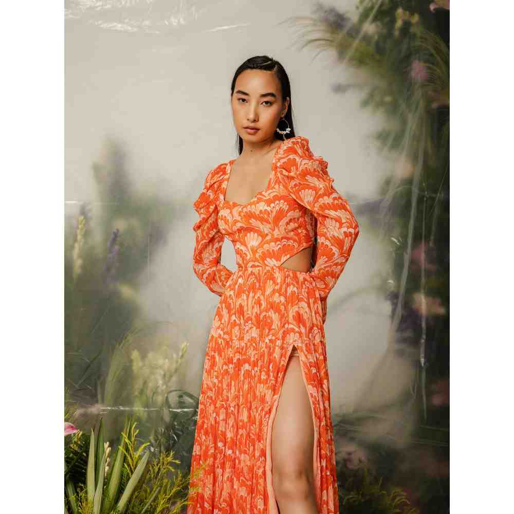 THE IASO Orange Kavan Long Dress