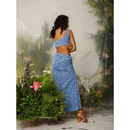 THE IASO Blue Kumi Beach Top and Mini Skirt (Set of 3)