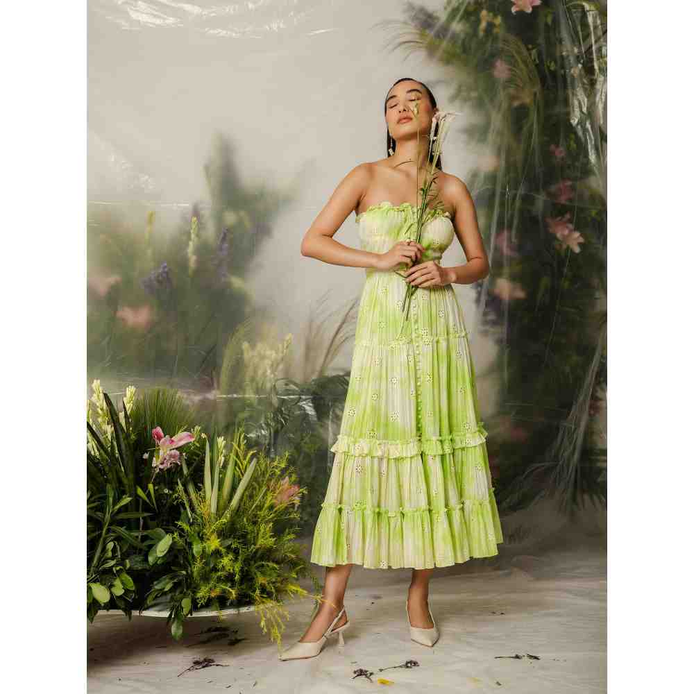 THE IASO Green Midori Midi Dress