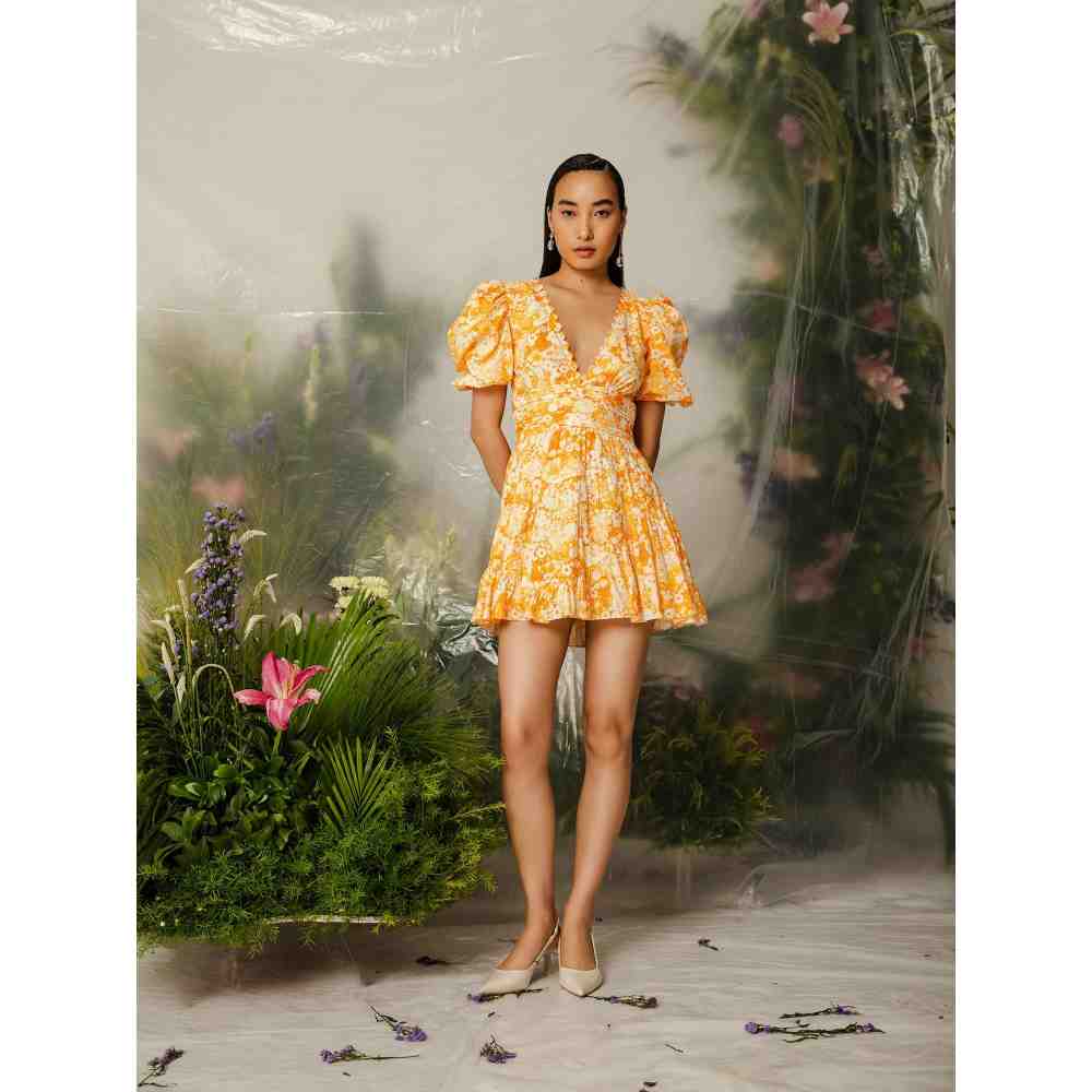 THE IASO Orange Saki Short Dress