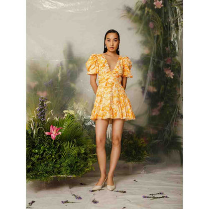 THE IASO Orange Saki Short Dress