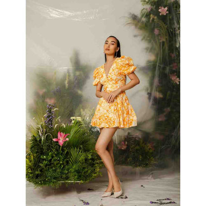 THE IASO Orange Saki Short Dress