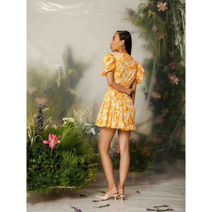 THE IASO Orange Saki Short Dress