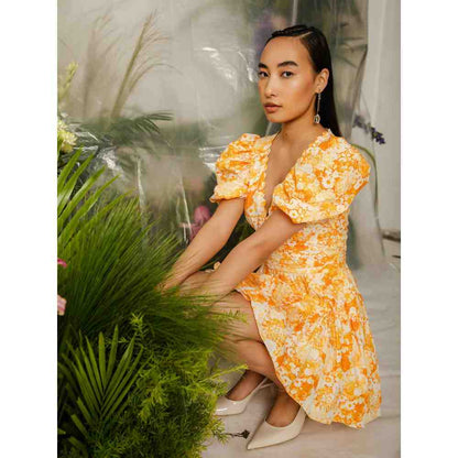 THE IASO Orange Saki Short Dress