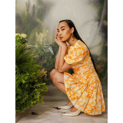 THE IASO Orange Saki Short Dress