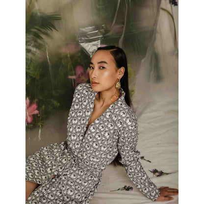 THE IASO Black and White Toyo Long Coat