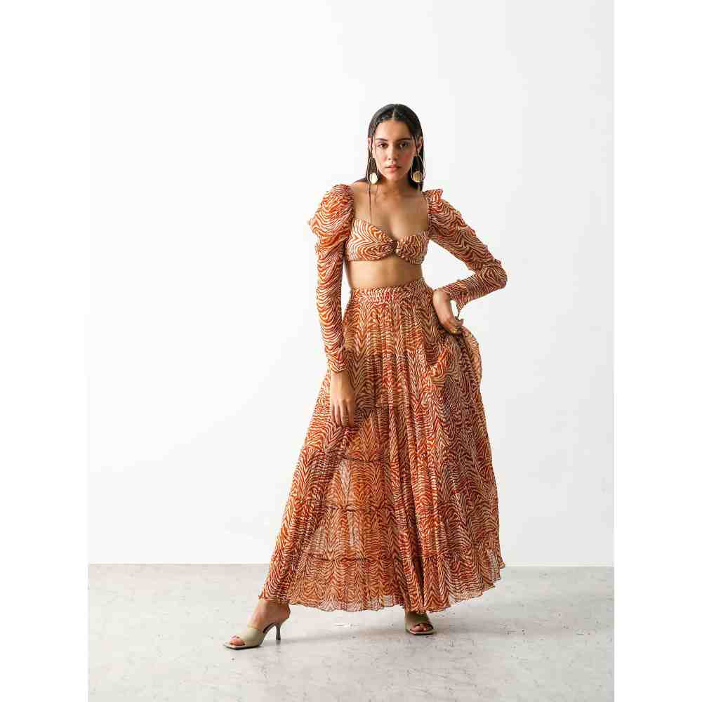 THE IASO Teracotta Sander Crop Top & Midi Skirt (Set of 2)