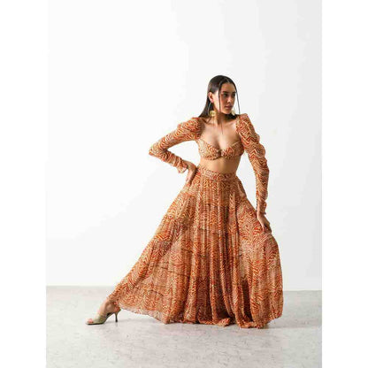 THE IASO Teracotta Sander Crop Top & Midi Skirt (Set of 2)