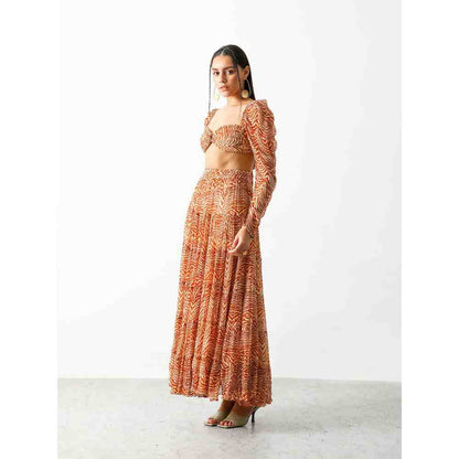 THE IASO Teracotta Sander Crop Top & Midi Skirt (Set of 2)