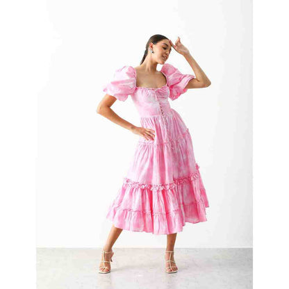 THE IASO Pink Farren Midi Dress