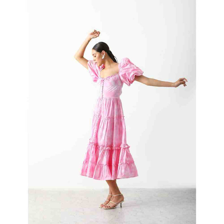 THE IASO Pink Farren Midi Dress