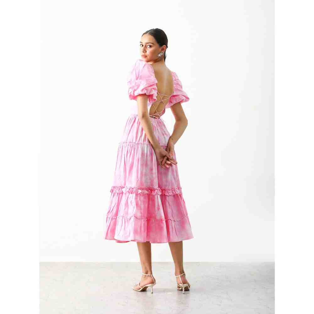 THE IASO Pink Farren Midi Dress