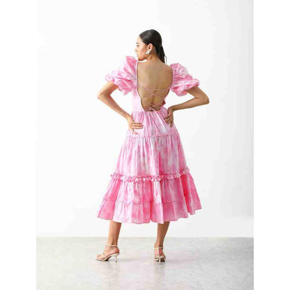 THE IASO Pink Farren Midi Dress