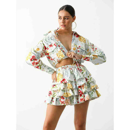 THE IASO White Feyre Matching Jacket, Skirt and Bralette (Set of 3)