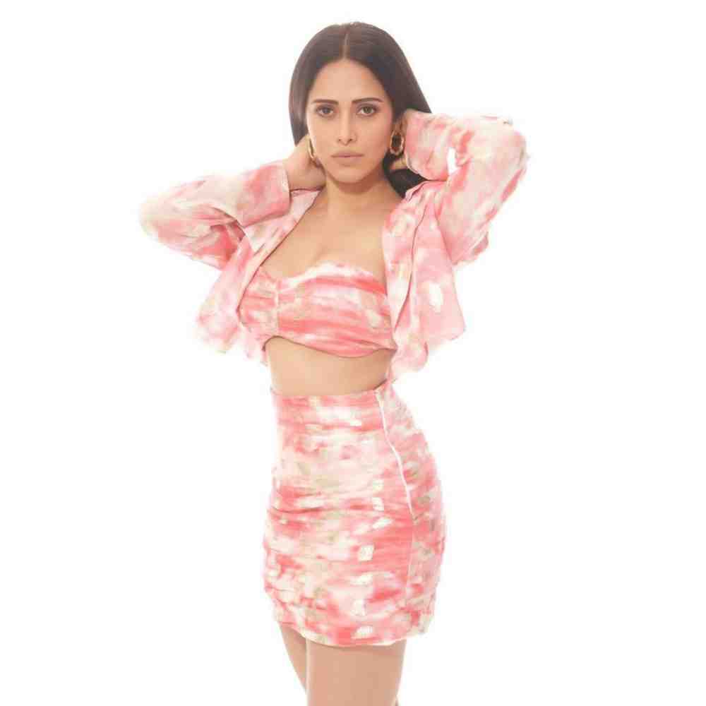 THE IASO Salmon Matching Crop Top, Skirt and Jacket (Set of 3)