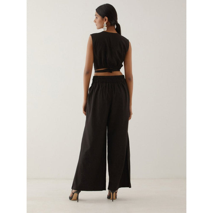 TIC Black Plunging Neck Crop Top Co-Ord (Set of 2)