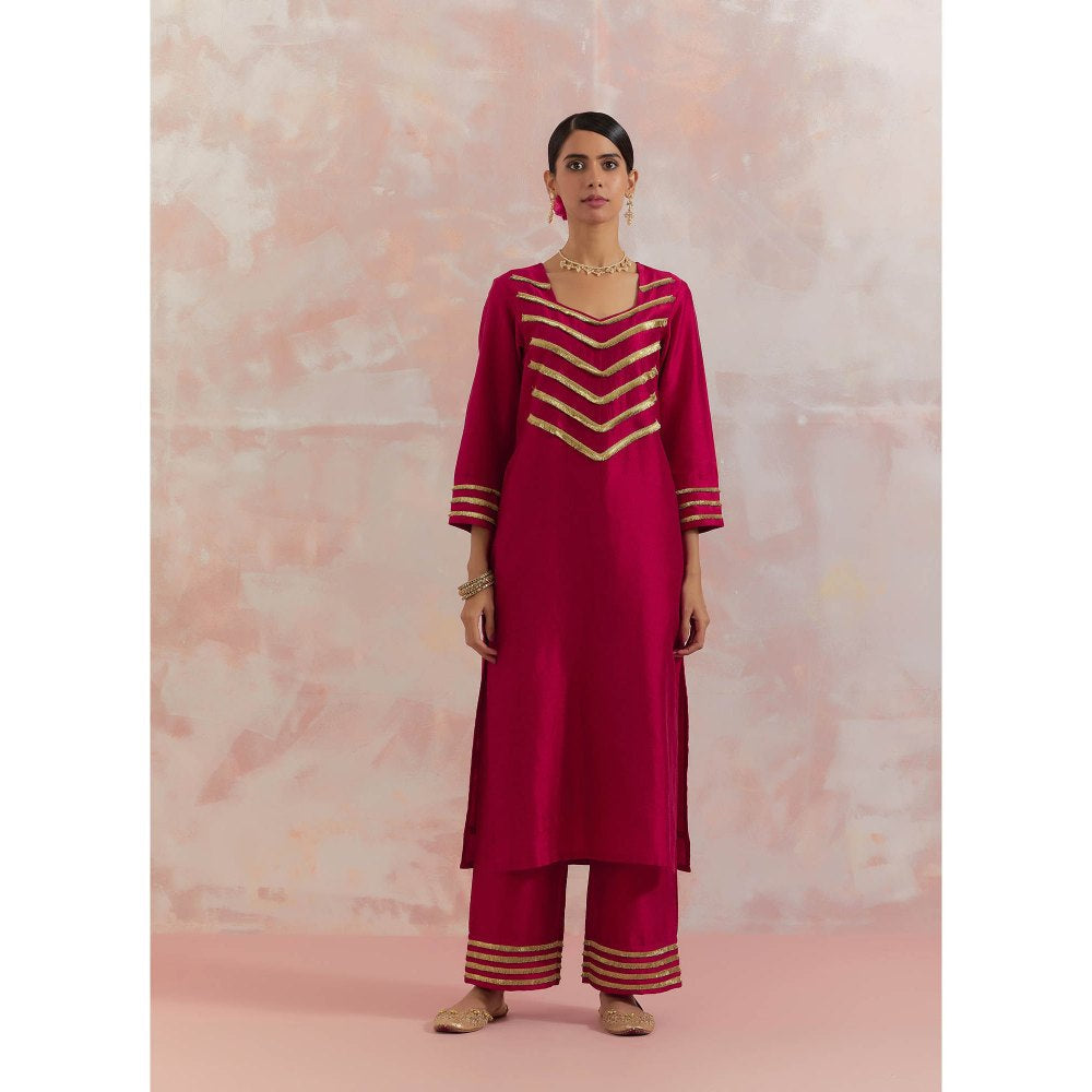 TIC Red Rooh Kurta with Pant (Set of 2)