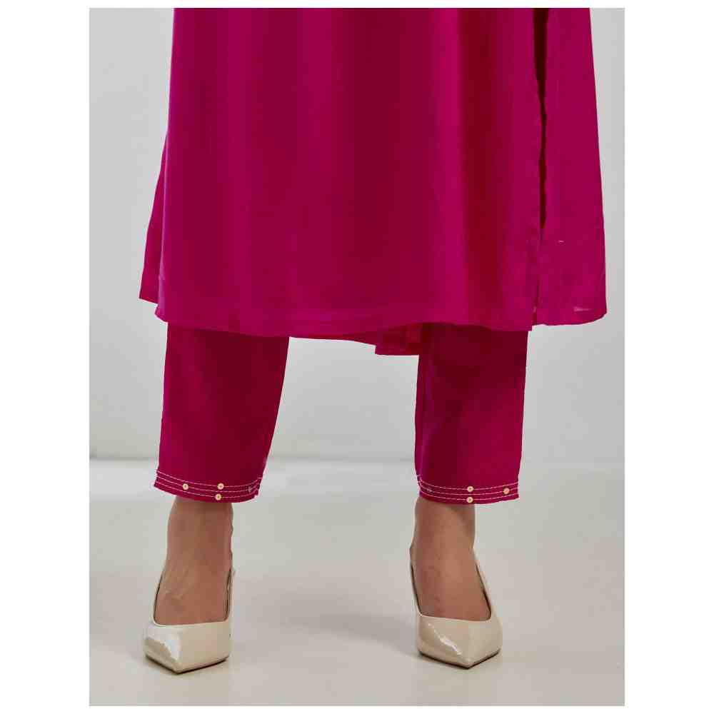 TIC Pink Silk Sirgus Kurta with Pink Pants (Set of 2)
