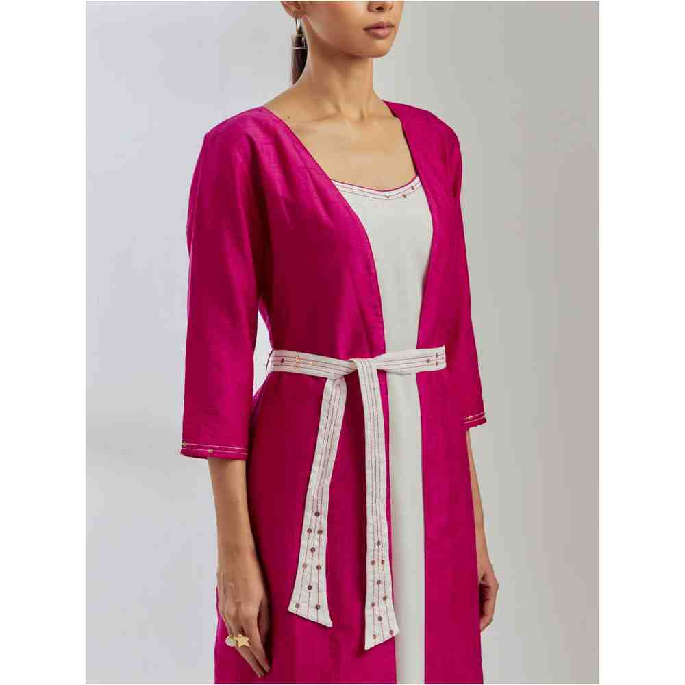 TIC Pink Raw Silk Cape Jacket (Set of 2)