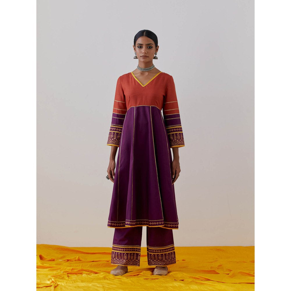 The Indian Cause Purple Rust Cotton Raqs Kurta