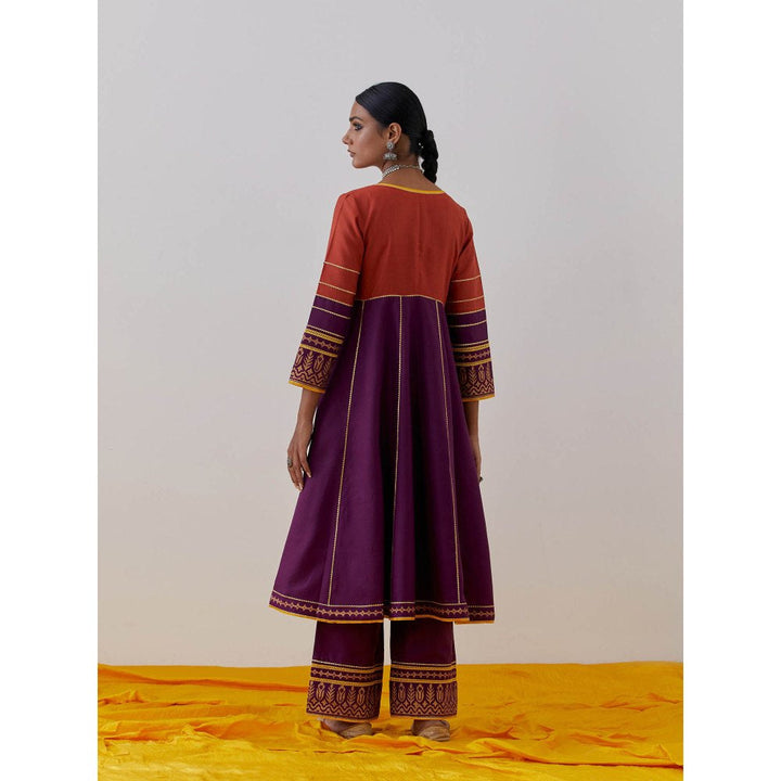 The Indian Cause Purple Rust Cotton Raqs Kurta