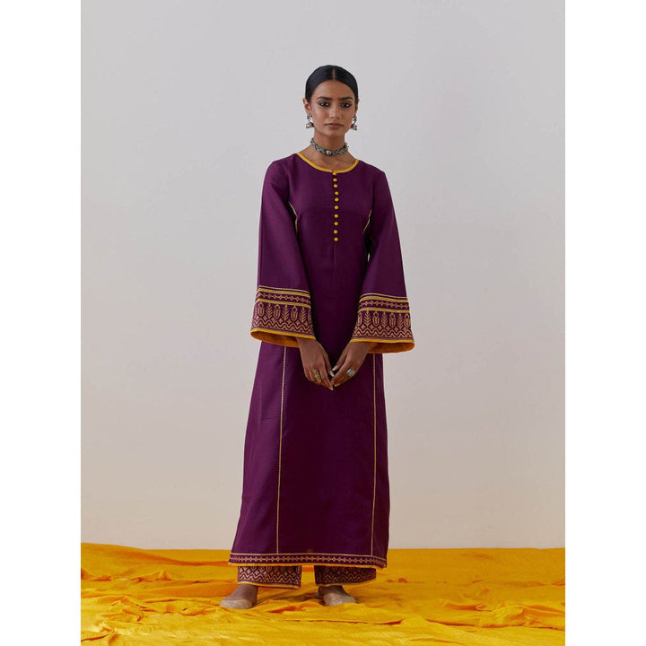 The Indian Cause Purple Cotton Beas Kurta (Set of 2)
