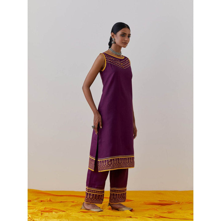 The Indian Cause Purple Cotton Seher Kurta & Palazzo (Set of 2)