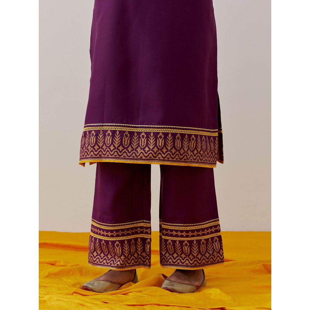 The Indian Cause Purple Cotton Seher Kurta & Palazzo (Set of 2)