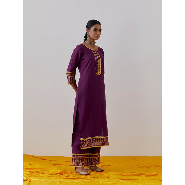 The Indian Cause Purple Cotton Rozana Kurta & Palazzo (Set of 2)