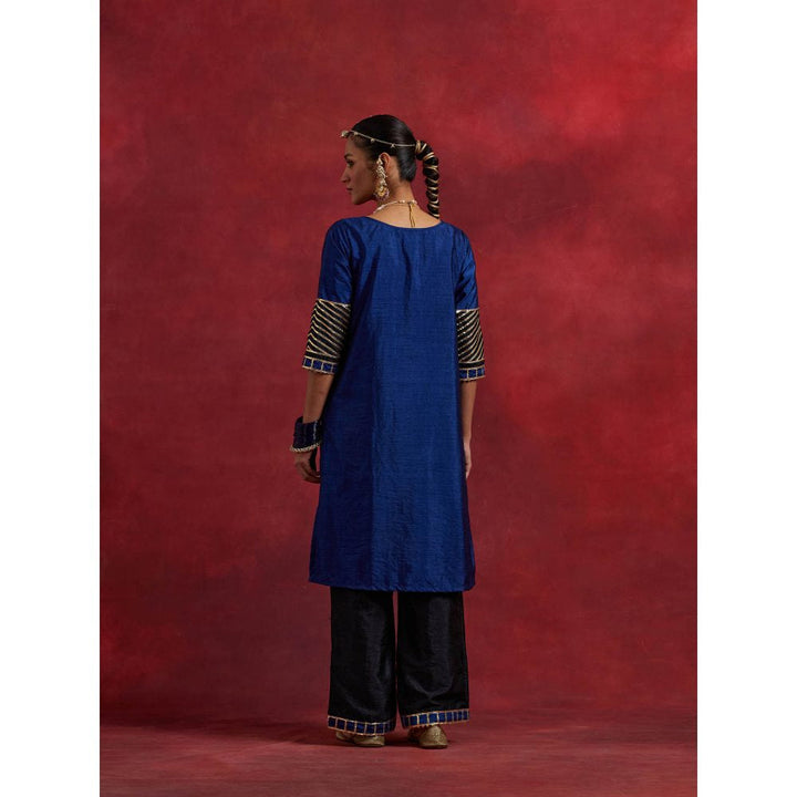 The Indian Cause Blue Black Raw Silk Jennifer Kurta